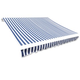 Blue and white canvas awning 450x300 cm by vidaXL, Awnings - Ref: Foro24-143700, Price: 62,09 €, Discount: %