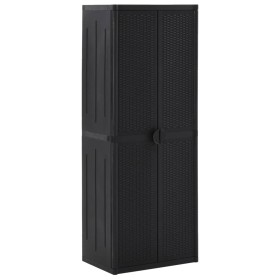 Black PP rattan garden storage cabinet 65x45x172 cm by vidaXL, Lockers and storage cabinets - Ref: Foro24-151237, Price: 236,...