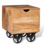 Mesa auxiliar con cajón ruedas madera de mango 40x40x45 cm de vidaXL, Mesas auxiliares - Ref: Foro24-243960, Precio: 133,22 €...