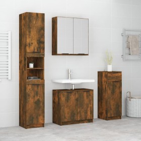 4-piece smoke oak plywood bathroom furniture set by vidaXL, Bathroom furniture - Ref: Foro24-3115889, Price: 259,99 €, Discou...