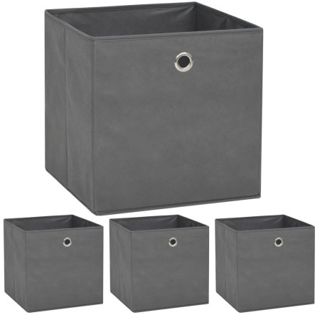 Cajas de almacenaje 4 unidades textil no tejido 32x32x32cm gris de vidaXL, Cestas para almacenaje - Ref: Foro24-245747, Preci...