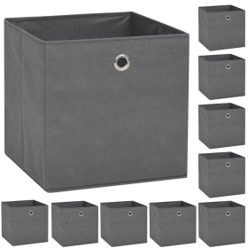 Storage boxes 10 pcs non-woven textile 32x32x32 cm gray by vidaXL, Storage baskets - Ref: Foro24-245748, Price: 49,99 €, Disc...