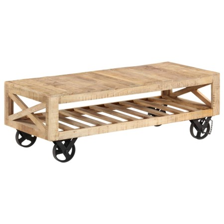 Solid mango wood coffee table with wheels 110x50x37 cm by vidaXL, Coffee table - Ref: Foro24-246208, Price: 213,99 €, Discoun...