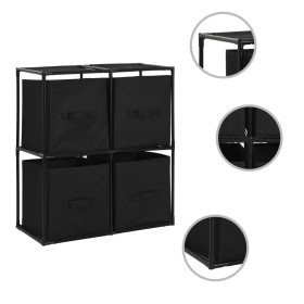 Storage cabinet with 4 black fabric baskets steel 63x30x71 cm by vidaXL, Lockers and storage cabinets - Ref: Foro24-282462, P...