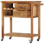 Carrito de cocina de madera maciza de acacia 80x45x91 cm de vidaXL, Carros de cocina y comedor - Ref: Foro24-282754, Precio: ...