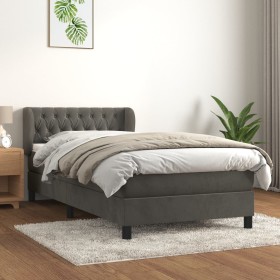 Box spring bed with dark gray velvet mattress 100x200 cm by vidaXL, Beds and slatted bases - Ref: Foro24-3127656, Price: 365,...