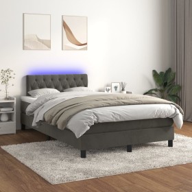 Cama box spring colchón y LED terciopelo gris oscuro 120x200 cm de vidaXL, Camas y somieres - Ref: Foro24-3134574, Precio: 41...