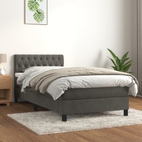 Box spring bed with dark gray velvet mattress 100x200 cm by vidaXL, Beds and slatted bases - Ref: Foro24-3141468, Price: 356,...