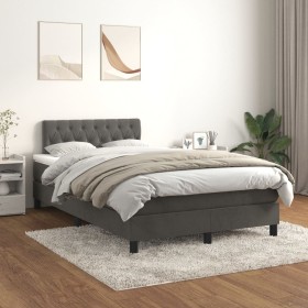 Cama box spring con colchón terciopelo gris oscuro 120x200 cm de vidaXL, Camas y somieres - Ref: Foro24-3141474, Precio: 391,...