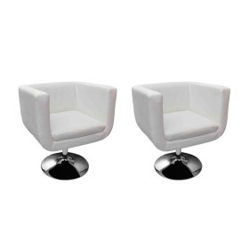 Taburetes de cocina 2 unidades cuero artificial blanco de vidaXL, Sillones - Ref: Foro24-160439, Precio: 383,49 €, Descuento: %