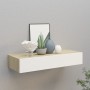 Oak and white MDF wall shelf with drawer 60x23.5x10 cm by vidaXL, Shelves and shelves - Ref: Foro24-330263, Price: 53,51 €, D...