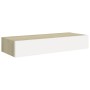 Oak and white MDF wall shelf with drawer 60x23.5x10 cm by vidaXL, Shelves and shelves - Ref: Foro24-330263, Price: 53,51 €, D...