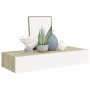 Oak and white MDF wall shelf with drawer 60x23.5x10 cm by vidaXL, Shelves and shelves - Ref: Foro24-330263, Price: 53,51 €, D...