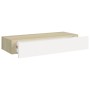 Oak and white MDF wall shelf with drawer 60x23.5x10 cm by vidaXL, Shelves and shelves - Ref: Foro24-330263, Price: 53,51 €, D...