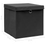 Storage boxes with lids 4 pcs black fabric 32x32x32 cm by vidaXL, Storage baskets - Ref: Foro24-288333, Price: 30,14 €, Disco...