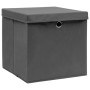 Storage boxes with lids 4 pcs gray fabric 32x32x32 cm by vidaXL, Storage baskets - Ref: Foro24-288335, Price: 30,99 €, Discou...