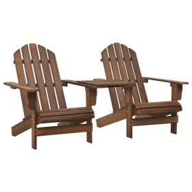 Sillas Adirondack de jardín y mesita madera maciza abeto marrón de vidaXL, Sillas de jardín - Ref: Foro24-310069, Precio: 153...