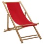 Tumbona de playa de bambú y lona roja de vidaXL, Sillas de jardín - Ref: Foro24-313020, Precio: 55,99 €, Descuento: %