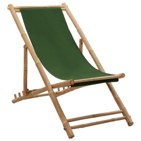 Silla de playa de bambú y lona verde de vidaXL, Sillas de jardín - Ref: Foro24-313021, Precio: 62,99 €, Descuento: %