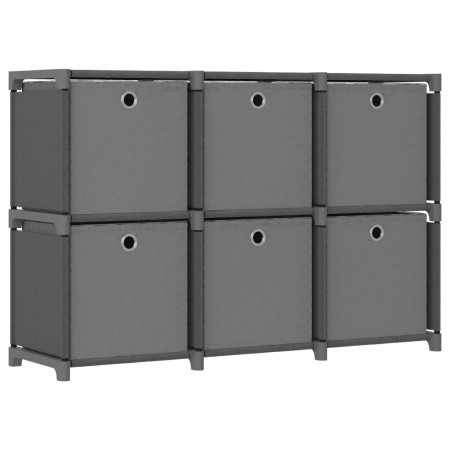 Estantería de 6 cubos con cajas de tela gris 103x30x72,5 cm de vidaXL, Librerías y estanterías - Ref: Foro24-322609, Precio: ...