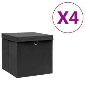 Storage boxes with lids 4 pcs black 28x28x28 cm by vidaXL, Storage baskets - Ref: Foro24-325188, Price: 27,99 €, Discount: %