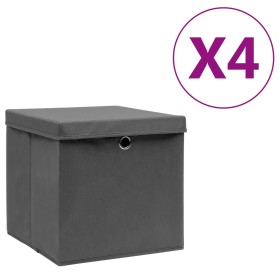 Aufbewahrungsboxen mit Deckel 4 Stück grau 28x28x28 cm von vidaXL, Aufbewahrungskörbe - Ref: Foro24-325192, Preis: 25,63 €, R...