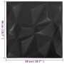 Paneles de pared 3D 12 unidades negro diamante 3 m² 50x50 cm de vidaXL, Recubrimiento de paredes - Ref: Foro24-340587, Precio...