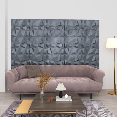 3D wall panels 12 units diamond gray 3 m² 50x50 cm by vidaXL, Wall covering - Ref: Foro24-340589, Price: 46,23 €, Discount: %