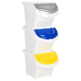 Stackable trash cans with lid 3 pcs PP white 78 L by vidaXL, Garbage cans and trash cans - Ref: Foro24-364068, Price: 74,61 €...