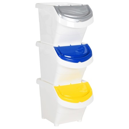 Stackable trash cans with lid 3 pcs PP white 78 L by vidaXL, Garbage cans and trash cans - Ref: Foro24-364068, Price: 74,91 €...