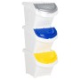 Stackable trash cans with lid 3 pcs PP white 78 L by vidaXL, Garbage cans and trash cans - Ref: Foro24-364068, Price: 74,91 €...