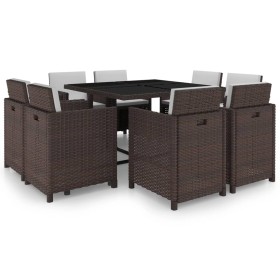 Garden dining set and cushions 9 pieces brown synthetic rattan by vidaXL, Garden sets - Ref: Foro24-42544, Price: 553,99 €, D...