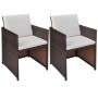 Garden chairs with cushions 2 units brown synthetic rattan by vidaXL, Garden chairs - Ref: Foro24-42560, Price: 191,35 €, Dis...