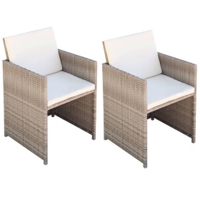 Garden chairs with cushions, 2 units, synthetic beige rattan by vidaXL, Garden chairs - Ref: Foro24-42561, Price: 141,99 €, D...