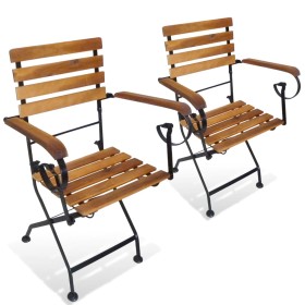 Folding garden chairs 2 pcs steel and solid acacia wood by vidaXL, Garden chairs - Ref: Foro24-43735, Price: 177,99 €, Discou...