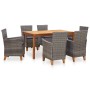 Set de comedor 7 pzas ratán sintético madera maciza acacia gris de vidaXL, Conjuntos de jardín - Ref: Foro24-46001, Precio: 5...