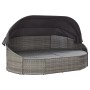 Tumbona de jardín con dosel de ratán sintético gris de vidaXL, Camas para exteriores - Ref: Foro24-46093, Precio: 683,40 €, D...