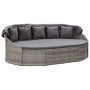 Gray Synthetic Rattan Canopy Garden Lounger by vidaXL, Outdoor beds - Ref: Foro24-46093, Price: 685,99 €, Discount: %