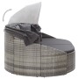 Tumbona de jardín con dosel de ratán sintético gris de vidaXL, Camas para exteriores - Ref: Foro24-46093, Precio: 683,40 €, D...