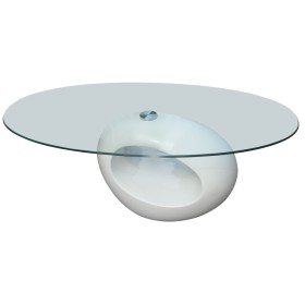 Glänzender Couchtisch aus weißem Glas mit ovaler Oberfläche von vidaXL, Couchtisch - Ref: Foro24-240318, Preis: 245,69 €, Rab...