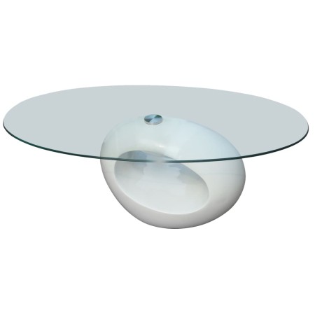 Glänzender Couchtisch aus weißem Glas mit ovaler Oberfläche von vidaXL, Couchtisch - Ref: Foro24-240318, Preis: 245,99 €, Rab...