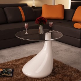 Coffee table with round glossy white glass surface by vidaXL, Coffee table - Ref: Foro24-240320, Price: 142,85 €, Discount: %