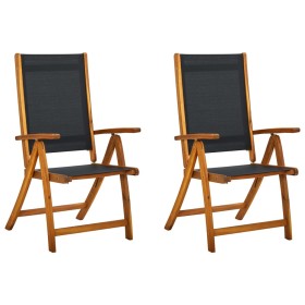 Folding garden chairs 2 pcs acacia wood and textilene by vidaXL, Garden chairs - Ref: Foro24-41747, Price: 141,99 €, Discount: %