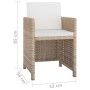 Set de comedor de jardín 5 pzas y cojines ratán sintético beige de vidaXL, Conjuntos de jardín - Ref: Foro24-46385, Precio: 3...