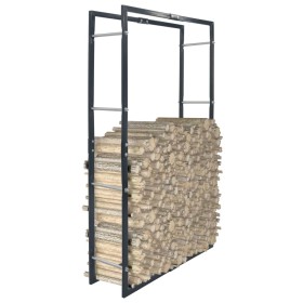 Black steel firewood rack 80x25x150 cm by vidaXL, Firewood bags and holders - Ref: Foro24-286289, Price: 65,99 €, Discount: %