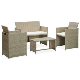 4-piece garden furniture set and beige synthetic rattan cushions by vidaXL, Garden sets - Ref: Foro24-46391, Price: 254,34 €,...