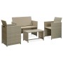 Set de muebles de jardín 4 pzas y cojines ratán sintético beige de vidaXL, Conjuntos de jardín - Ref: Foro24-46391, Precio: 2...