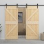 Puerta corredera con herrajes madera maciza de pino 90x210 cm de vidaXL, Puertas - Ref: Foro24-3057499, Precio: 211,28 €, Des...