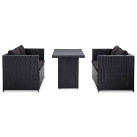 3-piece garden furniture set and black synthetic rattan cushions by vidaXL, Garden sets - Ref: Foro24-46397, Price: 360,10 €,...