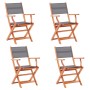 Folding garden chairs 4 units eucalyptus wood and gray textilene by vidaXL, Garden chairs - Ref: Foro24-48691, Price: 255,55 ...